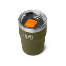 Load image into Gallery viewer, YETI Rambler 16 oz Stackable Tumbler, Vacuum Insulated, Stainless Steel with MagSlider Lid, Olive/King Crab Orange, OliveKingCrabOrange_286
