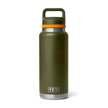 Load image into Gallery viewer, YETI Rambler 36 oz Bottle, Leakproof, Vacuum Insulated, Stainless Steel with Chug Cap, Olive/King Crab Orange, OliveKingCrabOrange_1
