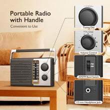 Load image into Gallery viewer, Yewrich AM FM Radio with Best Reception, Portable Battery Operated Transistor Radios, Headphone Jack, AC Powered, Suit for Senior and Home, Black_7010