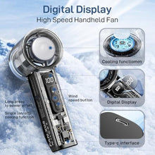 Load image into Gallery viewer, Yincook Portable Fan Mini Handheld Turbo Fan for Travel, Rechargeable Personal Fans for Ice Cooling, High Speeds 1-100 Adjustable, LED Display, Transparent Hand Held & Desk Fans for Office, Outdoor, Black_196