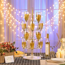 Load image into Gallery viewer, YIXWZAS Champagne Tower Cocktail Tree Stand, Wine Glass Display For Drinks, Metal Drink Tower 4 Tier - 16 Holders Champagne Tower Stand For Champagne, Cocktails, Martini, Margarita Cups at Weddings, Red_458