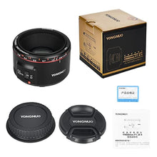 Load image into Gallery viewer, Yongnuo YN50MM F1.8 II AF/MF 0.35M Focus Distance Standard Prime Lens Black for Canon EF Mount EOS Cameras 5D IV 1DX I 200D II 850D 7D 6DII_7489