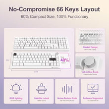 Load image into Gallery viewer, YOUSUOMASTER X82 Wired Gaming Keyboard with Volume Knob,60% Mechanical Keyboard Gasket Mount RGB Backlit with Software,Mini Keyboards with 66 Keys Hot Swappable Red Switch,Translucent Characters White_2022