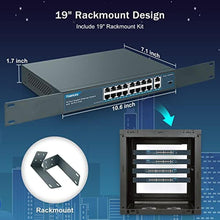 Load image into Gallery viewer, YuanLey 16 Port Gigabit PoE Switch with 2 Gigabit Uplink, 16 PoE+ Port 1000Mbps, 250W 802.3af/at, Metal Desktop/Rackmount, Unmanaged Plug and Play Network Switch, Blue_7089