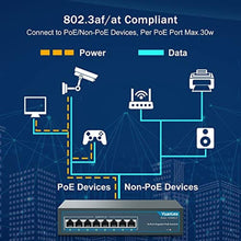 Load image into Gallery viewer, YuanLey 8 Port Gigabit PoE Switch, 8 PoE+ Ports 1000Mbps, 120W 802.3af/at, Metal Fanless Unmanaged Plug and Play, silver_7135