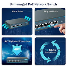 Load image into Gallery viewer, YuanLey 8 Port Gigabit PoE Switch, 8 PoE+ Ports 1000Mbps, 120W 802.3af/at, Metal Fanless Unmanaged Plug and Play, silver_7137