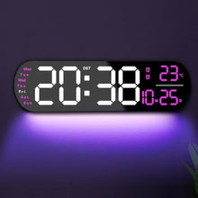Load image into Gallery viewer, YUANRANER 13.7" Large Digital Wall Clock Remote Control, Dual Alarm, Big LED Display, Auto-Dimming, RGB Night Light, Auto DST Bedroom, Living Room, Office, Purple, DisplaypurpleDigit_1