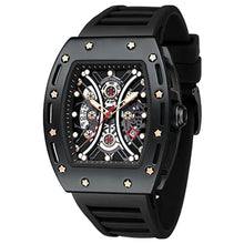 Load image into Gallery viewer, YUNSML Watches for Men Unique Tonneau Casual Wristwatch Fashion Hollow Big Dial Luminous Waterproof Sport Analog Quartz Business Watches for Mens Black Silicon Strap Dress Watch Black Silicone Strap, Blackwatchesmen_1