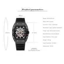 Load image into Gallery viewer, YUNSML Watches for Men Unique Tonneau Casual Wristwatch Fashion Hollow Big Dial Luminous Waterproof Sport Analog Quartz Business Watches for Mens Black Silicon Strap Dress Watch Black Silicone Strap, Blackwatchesmen_990