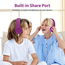Load image into Gallery viewer, YUSONIC Toddler Bluetooth Headphones, Foldable Kids Wireless Headset with Built-in Mic, Volume Limiting Headphones, Comfort Ear Cushions for Children Online Learning, Travel & Entertainment (Purple)_7008