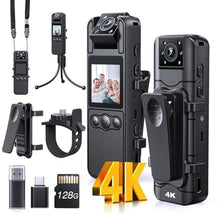 Load image into Gallery viewer, Z11 4K Body Camera with Audio and Video Recording, 128GB Small Body Cam with 180 Rotating Lens, 6HR Battery & Night Vision, Wearable Camera for Pet, Home, Office, Security Police Law Enforcement, Black_1