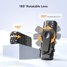 Load image into Gallery viewer, Z11 4K Body Camera with Audio and Video Recording, 128GB Small Body Cam with 180 Rotating Lens, 6HR Battery & Night Vision, Wearable Camera for Pet, Home, Office, Security Police Law Enforcement, Black_490
