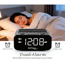 Load image into Gallery viewer, ZAPALA expert Alarm Clock Radio, 2 Alarms Large LED Display Digital FM Clock Radio with USB Charging Port, Adjustable Volume & Dimmer Control, Snooze for Deep Sleepers Kids Elderly, Black_148