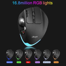 Load image into Gallery viewer, zelotes Wireless Trackball Mouse with Display,Ergonomic Bluetooth Mouse,Rechargeable,4800 DPI, 3-in-1(BT +2.4GHz USB Receiver+Type-C), 8 Programmable Buttons,LED Lighting,for Laptop, PC, Pad,Black_98