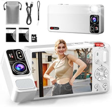 Load image into Gallery viewer, ZEOUPT Digital Camera, 4K 64MP Cameras for Photography, 270Flip Screen Vlogging Camera, Autofocus, Flash, 18X Zoom, 2 Batteries, 64GB Card, Point and Shoot Digital Cameras for Kids Teens, White_1