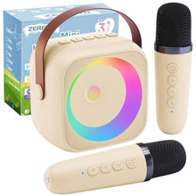 Load image into Gallery viewer, ZERFUN Mini Karaoke Machine for Kids Adults, Karaoke Microphone Wireless Microphones Rechargeable with Bluetooth Speaker, Girls Boys Kids Birthday Christmas Toys Gifts Presents, Beige_1