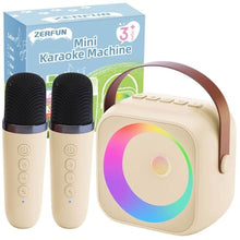 Load image into Gallery viewer, ZERFUN Mini Karaoke Machine Microphone for Kids Adults, Wireless Microphones Rechargeable with Bluetooth Speaker, Toys Gifts Presents for Girls Boys Toddler Birthday Christmas, Beige_1
