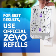 Load image into Gallery viewer, Zevo Flying Insect Trap - Plug-in Indoor Fly Trap and Bug Light Trap Refill with Blue and UV Light - No-Mess Cartridge for House Flies, Fruit Fly Trap and Gnats (1 Plug-in Base and 3 Cartridges), White_1065