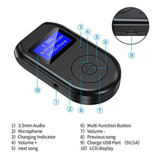 Load image into Gallery viewer, ZIIDOO 4-in-1 Wireless Bluetooth Adapter with Display Screen, Low Latency Bluetooth 5.0 Audio Adapter for TV, PC, Car, Home Stereo System, Black_2869