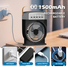 Load image into Gallery viewer, ZKSCool Portable Misting Fan, 3 - Speed Desktop Mini Air Conditioner, 1500mAh Rechargeable Water Cooling Mist Fan with 600mL Water Tank, Cooling for Home, Office, Kitchen, Travel & Camping-Black_5595