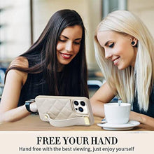 Load image into Gallery viewer, ZVE for iPhone 15 Pro Max Kickstand Case - Quilted Leather Cover with Stand for Women, Compatible with 6.7 inch iPhone 15 Pro Max - Beige_1292