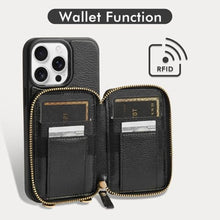 Load image into Gallery viewer, ZVE for iPhone 15 Pro Wallet Case, Crossbody Phone Purse with Card Holder for Women, Zipper Leather RFID Blocking Carrying Cover with Wrist Strap for iPhone 15 Pro 6.1 inch- Black_7508
