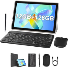 Load image into Gallery viewer, ZZB Tablet with Keyboard 10 inch Tablet 2 in 1 Tablets Including Mouse Case Stylus 12GB+128GB Supports 1TB Expansion Android 13 Tableta 10.1" HD Touch Screen 8MP Dual Camera BT WIFI6 5G Android Tab, BlackGB_1