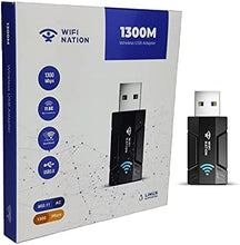 Load image into Gallery viewer, WiFi Nation WiFi Dongle 1300Mbps WiFi Adapter 2.4G/5G Dual Band Mini USB 3.0 802.11ac Wireless Network Adapter for PC Desktop Laptop Windows MacOS & Most of Linux Distros