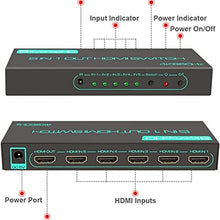 Load image into Gallery viewer, (Newest Version) 4K@60Hz HDMI Switch, SkycropHD 5 Port HDMI 2.0 Switcher with Remote Support Auto Switch, HDR10, Dolby Vision, Dolby Atmos, 18Gbps, CEC