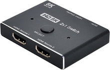 Load image into Gallery viewer, Cablecc 8K@60hz HDMI-Compatible 2.1 Switch 2-IN-1-OUT Hub Support HDCP SST Extended 4K@60hz