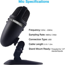 Load image into Gallery viewer, Cyber Acoustics Premium USB Microphone with Dual Recording Patterns - 24-bit Recording Perfect for Podcasting and Vlogging - Compatible with PC and Mac (CVL-2009)