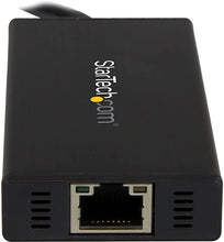 Load image into Gallery viewer, StarTech.com USB 3.0 Hub with Gigabit Ethernet Adapter - 3 Port - NIC - USB Network / LAN Adapter - Windows & Mac Compatible (ST3300GU3B) Black