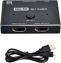 Load image into Gallery viewer, Cablecc 8K@60hz HDMI-Compatible 2.1 Switch 2-IN-1-OUT Hub Support HDCP SST Extended 4K@60hz