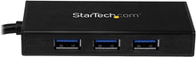 Load image into Gallery viewer, StarTech.com USB 3.0 Hub with Gigabit Ethernet Adapter - 3 Port - NIC - USB Network / LAN Adapter - Windows & Mac Compatible (ST3300GU3B) Black
