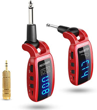 Load image into Gallery viewer, Wireless Guitar System,XIAOKOA UHF Wireless Guitar Transmitter Receiver 164Feet Range with HD LED Screen for Electric Guitar Bass Musical Instruments ?Red?