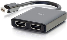 Load image into Gallery viewer, C2G Mini Display Port to HDMI Monitor Splitter, 4K, 2 Port, USB Powered, MST, Not Compatible with Mac OS, Cables to Go 54292, Black