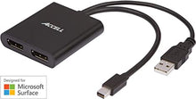 Load image into Gallery viewer, Accell mDP-2DP Multi Monitor Splitter - Mini DisplayPort 1.2 Multi-Stream Transport (MST) Hub - 1x Mini DisplayPort connector, 2x DisplayPort outputs,Black