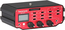 Load image into Gallery viewer, Saramonic SR-AX107 2 Channel Transformer XLR Audio Adapter with Phantom Power & Monitor (Red/Black), AX-107