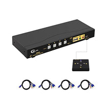 Load image into Gallery viewer, CKLau KVM Switch HDMI 4 Port with USB Hub, Audio and 4 KVM Cables, 4 Port HDMI KVM Switch Support 4K@60Hz 4:4:4, EDID Support Wireless Keyboard Mouse