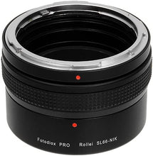 Load image into Gallery viewer, Fotodiox Pro Lens Mount Adapter - Rolleiflex SL66 (Rollei SL66E, SL66X, SL66SE) Series Lens to Nikon SLR/DSLR Camera (w/Built-in Focusing Helicoid)