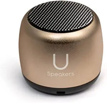 Load image into Gallery viewer, Fashionit U Micro Speaker | Coin-Sized Portable Wireless Bluetooth 5.0 with Built-in Mic & Remote Shutter | Perfect Little Speaker for Home, Parties, Activities! Tiny Device, Rich Sound | Gold