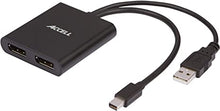 Load image into Gallery viewer, Accell mDP-2DP Multi Monitor Splitter - Mini DisplayPort 1.2 Multi-Stream Transport (MST) Hub - 1x Mini DisplayPort connector, 2x DisplayPort outputs,Black