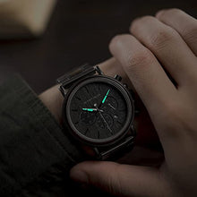 Load image into Gallery viewer, Mens Wooden Watches Business Casual Wristwatches Stylish Ebony Wood & Stainless Steel Combined Chronograph