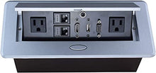 Load image into Gallery viewer, Table Pop up Power Strip Date Hub Connection Box with Outlet Network HDMI for Office Desk?Silver?