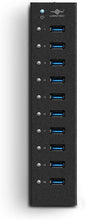 Load image into Gallery viewer, Vantec 10-Port USB 3.0 Hub, Aluminum, Full Powered, Mountable, with All Ports Data & Charging Up to 1.5A, BC 1.2, Premium 12V/5A, 60W Power Adapter (UGT-AH110U3-BK),Black