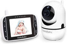 Load image into Gallery viewer, HelloBaby Video Baby Monitor with Remote Camera Pan-Tilt-Zoom, 3.2'' Color LCD Screen, Infrared Night Vision, Temperature Display, Lullaby, Two Way Audio