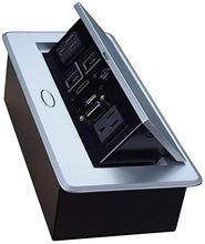 Load image into Gallery viewer, Table Pop up Power Strip Date Hub Connection Box with Outlet Network HDMI for Office Desk?Silver?