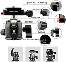 Load image into Gallery viewer, SIRUI AM-223 Carbon Fiber Camera Tripod Mini Travel Compact Tripod with 360° B-00K Ball Head, Arca Swiss Quick Release Plate, Loads up 15KG, Max Height 16.6", Folded Height 12.1"