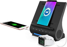 Load image into Gallery viewer, Fast Charging Wireless Charger, Bluetooth Premium Speakers, Docking Station with Built in Mic Handsfree Call, 4 in 1 Station for iPhone 13/12/11/X/8 and Samsung Phone