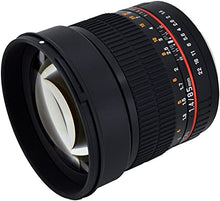 Load image into Gallery viewer, Rokinon AE85M-C 85mm F1.4 Aspherical Lens with Built in AE Chip for Canon DSLR Cameras (Black)